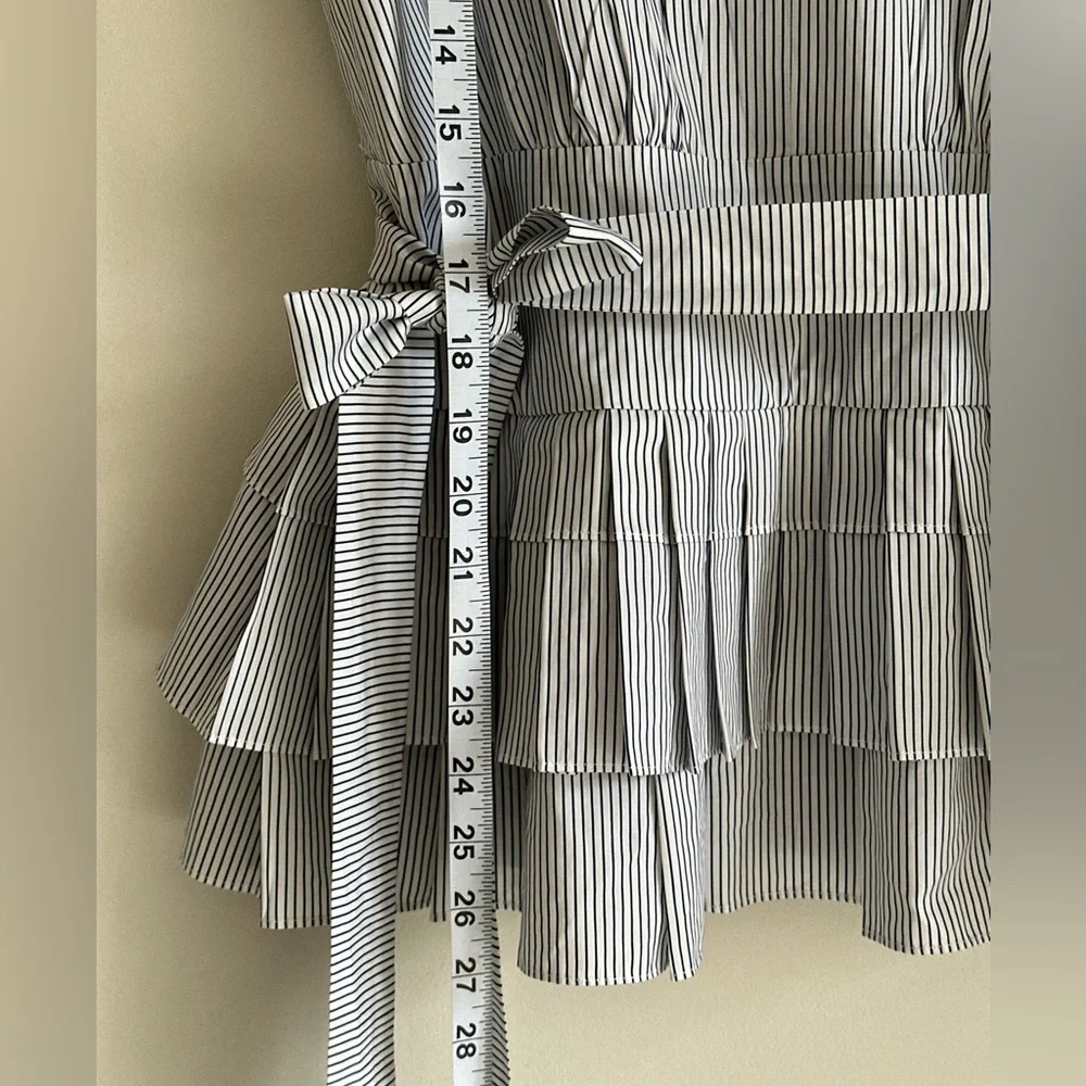 MARNI Striped Pleated Peplum Belted Cotton Top — IT 42 (US 6–8) - Picture 8 of 12